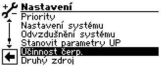 IBN asistent se potvrdí nebo se provede nastavení: Servis >> Nastavení >> Účinnost čerp.: Bod nabídky Nastavení přepouštěcího ventilu je nastaven na Ne.