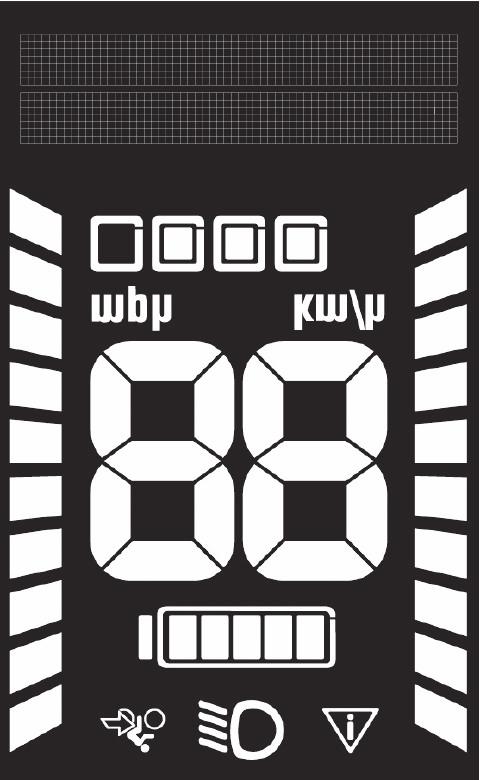 7.7.7 Ukazatal - display 8 9 7 6 10 5 4 3 2 1 1 Cestovní informace 6 Stav baterie 2 Využití pomoci 7 Varovné upozornění