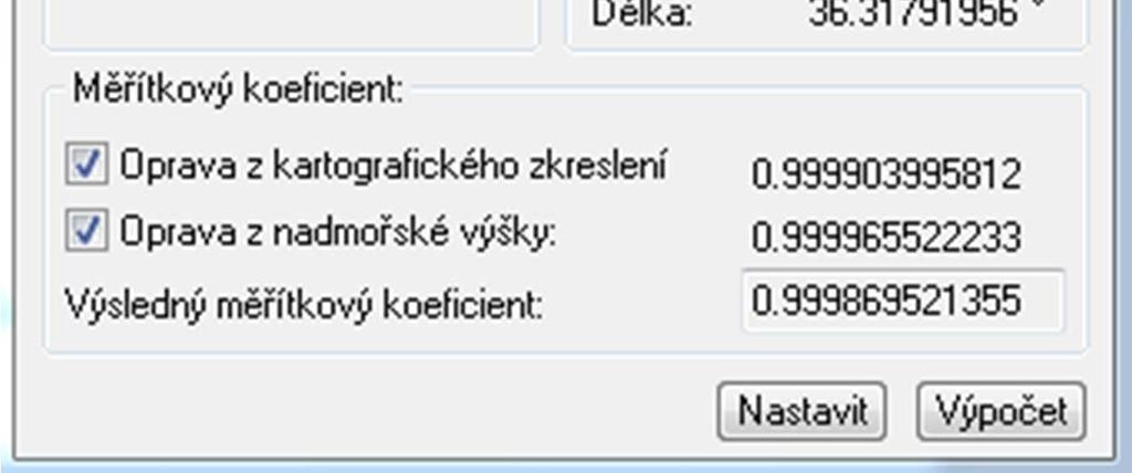 Nastavené měřítkové číslo se zobrazuje v hlavním okně, a pokud je importován zápisník měření, všechny délky v zápisníku jsou automaticky opraveny