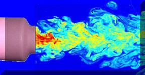 Obrázek 11 Turbulentní proudění z trysky hořáku [13] Zmiňovaná společnost Linde se o vývoj metody TIG obecně hodně zasloužila.