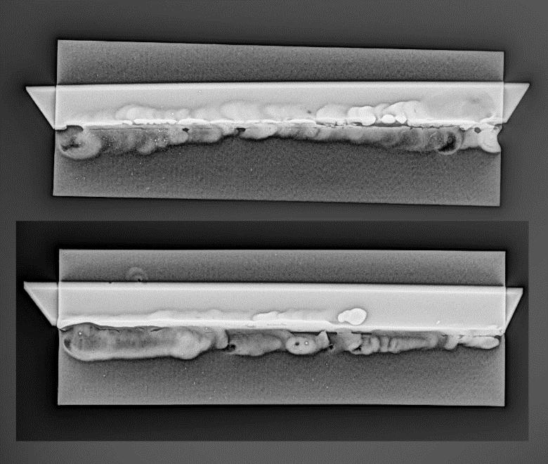 Obrázek 19 Rentgen AlMg5 začátečník 12.2 Destruktivní testování 12.2.1 Metalografie Nakonec bylo provedeno destruktivní testování.