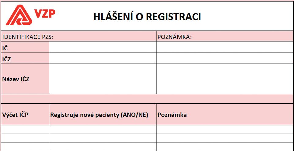 SDĚLENÍ VZP SDĚLENÍ VZP Vážená paní doktorko, vážený pane doktore, vážený poskytovateli, dovoluji se na Vás obrátit s prosbou o hlášení informace o registraci nových pacientů pro potřeby tvorby a