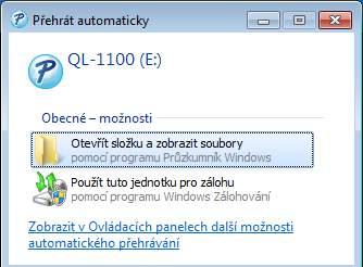 Tisk pomocí aplikace P-touch Editor Lite (pouze systém Windows ) c Po připojení kabelu USB se na obrazovce vašeho počítače zobrazí dialogové okno.