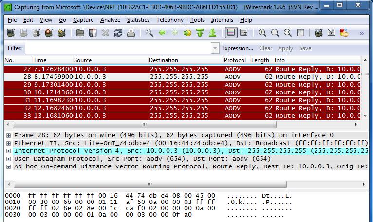 6.2.2 Ověření Byl nainstalován program Wireshark pro ověření