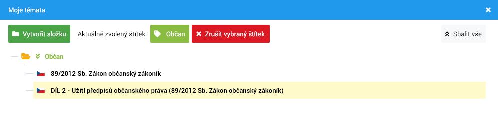 4.7 Sledované dokumenty Cílem sledovaných dokumentů je upozorňovat uživatele na změny znění dokumentů Legislativy ČR. Sledování změn v dokumentech, které si do této sekce vložíte probíhá automaticky.