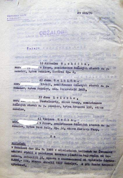 Složka obsahuje celkem 63 listů, ale ani ty nedávají ucelený obraz o události a spis neobsahuje fotografickou dokumentaci.