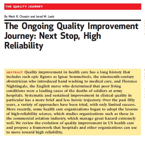 Zásadní změna koncepce měření kvality zdravotní péče The International Society for Quality in