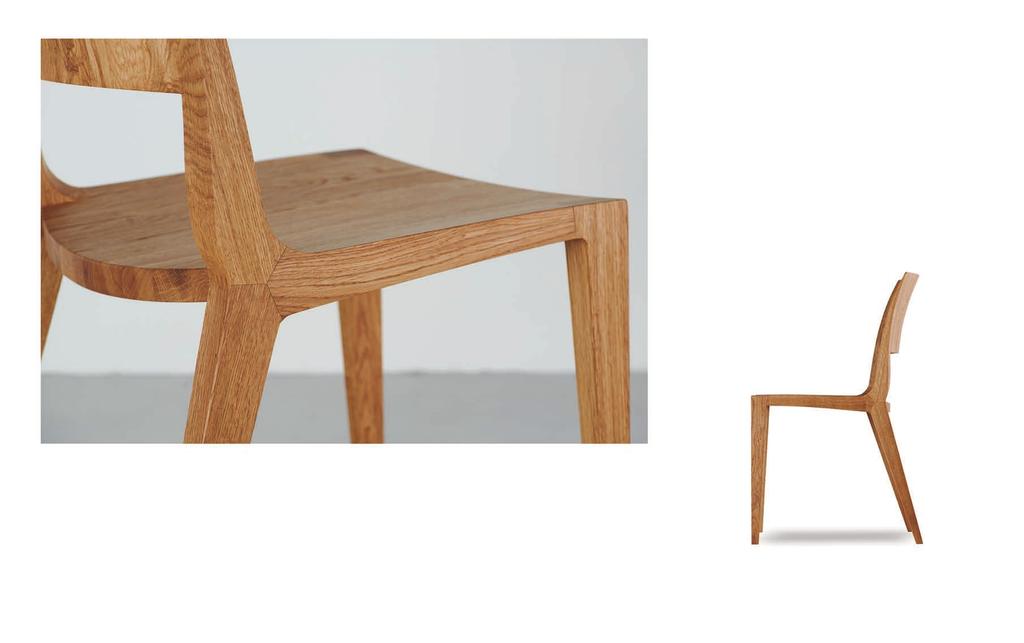 židle Tres Unikátní svým řemeslným spojem opěráku, sedáku a zadní nohy.