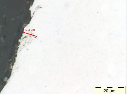 a) Mikrostruktura mezikrystalické oxidace naměřena v pozici 1 - hloubka