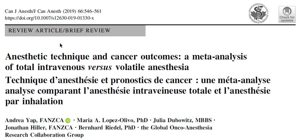 Onko-anestezie clinicaltrials.
