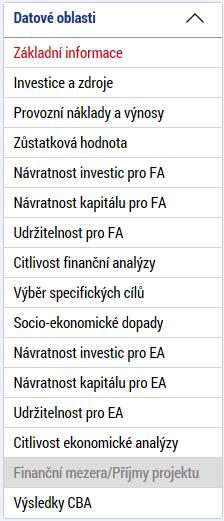 Veškeré údaje v celém modulu CBA se vyplňují v Kč (nikoli v tis. Kč)! Po vyplnění údajů na obrazovce Základní informace o CBA je třeba údaje Uložit.