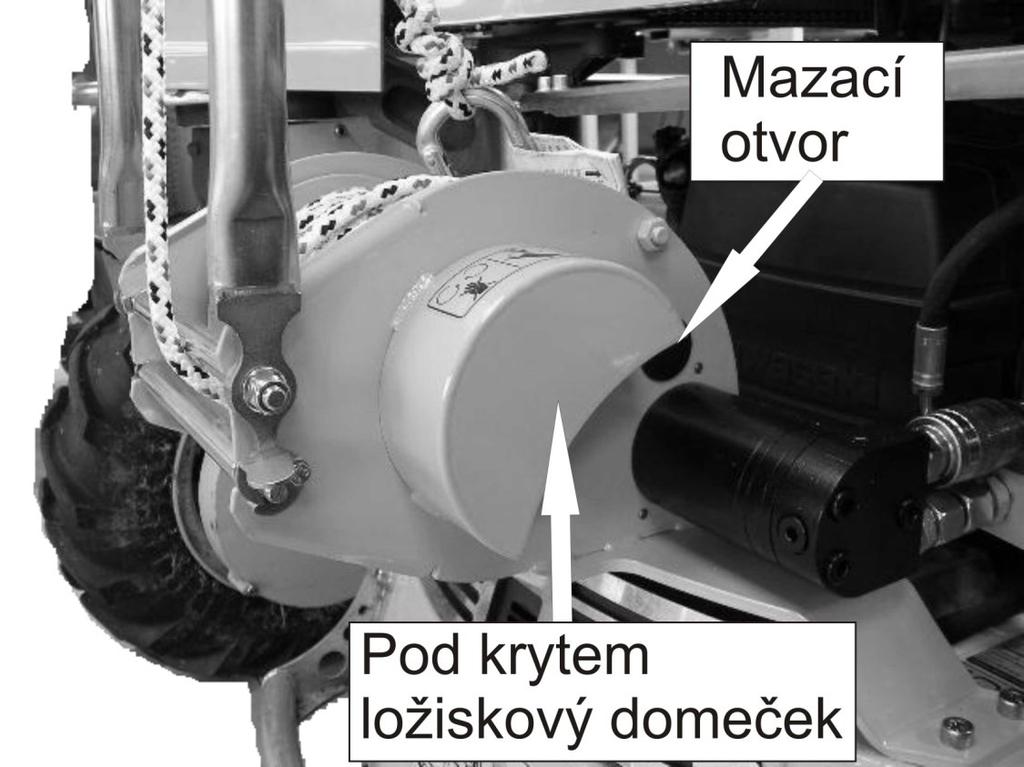 23. ÚDRŽBA PŘEVODŮ Řetěz pro pohon navíjecího bubnu Zkontrolujte opotřebení a napnutí řetězu. Přílišné opotřebení zvyšuje riziko poruchy navijáku a vzniku rizikových situací při provozu sekačky.