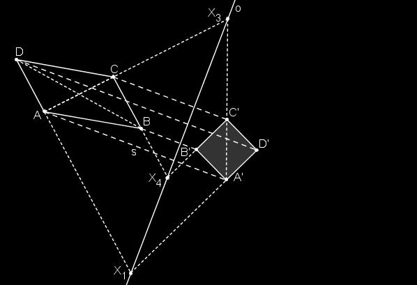 Obrázek 3.34: Řešení: Je dán rovnoběžník ABCD a osa afinity o.