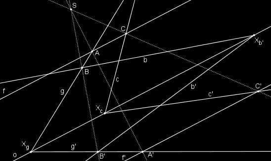 Příklad: V SK (S, o, AA ) určete obrazy přímek b, c. Obrázek 4.