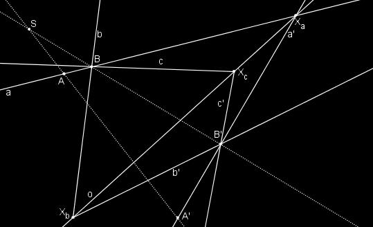 Příklad: V SK (S, o, AA ) určete obraz různoběžných přímek b, c. Obrázek 4.