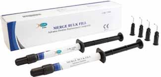 K dodání v různých odstínech. Barvy A2 a A3. Balení 2 1,5 g stříkačky. Merge Bulk Fill Zatékavý bulkfillový kompozitní materiál (do vrstvy 4 mm).