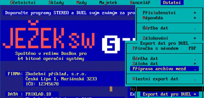 8 3. Export dat z programu STEREO Upozornění Pro export archivu mezd je nezbytně