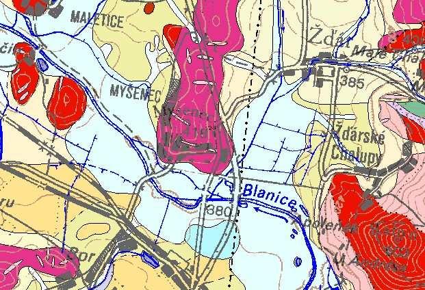 kvartér holocén 6 nivní sediment (fluviální nečlenené + sedimenty vodních nádrží) 7 smíšený sediment (deluviofluviální) 12 písčito-hlinitý až hlinito-písčitý sediment (deluviální) (složení pestré)