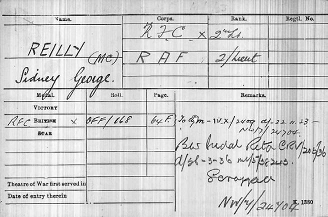 Evidenční záznam o agentu Reillym nalezený v archivních materiálech z let 1918 1920. V archivu KGB je však záznam Fedulejeva, který vyznívá jinak: 5.