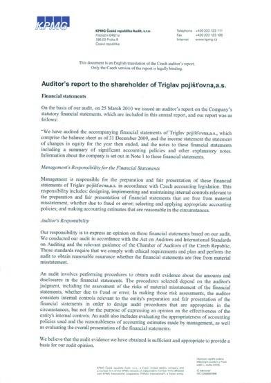 VII. ZPRÁVA AUDITORA VII. AUDITOR s REPORT VII.ZPRÁVAAUDITORA VII.