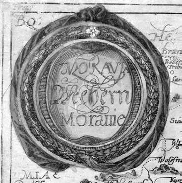 ORNAMENTY A FIGURY: GRAFICKÁ VÝZDOBA FABRICIOVÝCH A KOMENSKÉHO... [8] Kartuše mapy Moravy z Itinerarium Orbis Christiani, vydáno po roce 1580.