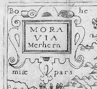 ORNAMENTY A FIGURY: GRAFICKÁ VÝZDOBA FABRICIOVÝCH A KOMENSKÉHO... [10] Kartuše mapy Moravy z atlasu Jeana Matala Germania superior z roku 1598.