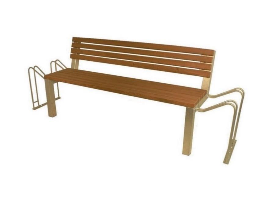 výška 75 cm objem 35 l Obrázek 27 - Kovová lavička se stojany na kolo [zdroj: https://www.