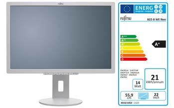 Datasheet FUJITSU Monitor B22-8 WE Neo Širokoúhlý monitor s pokročilou ergonomií o úhlopříčce 22 (55,9 cm) Ideální pro kanceláře, které vyžadují ergonomická pracoviště a úsporu energie Širokoúhlý
