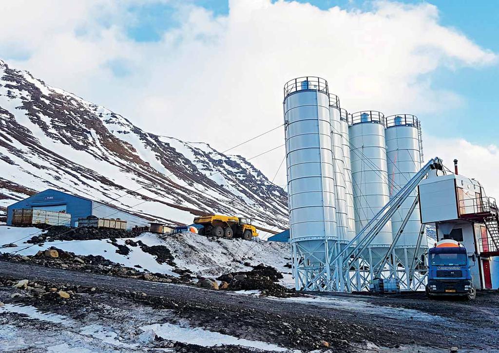 Mobilní betonárna u tunelu Dýrafjörður, Island Mobile batching plant