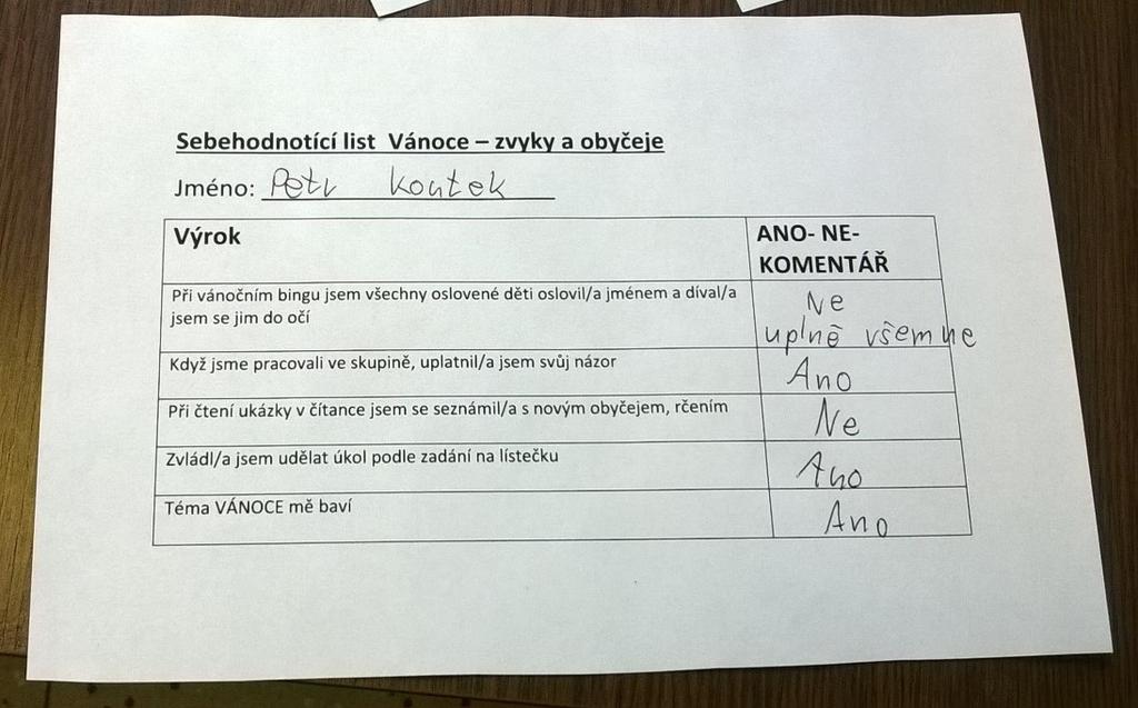 V hodnotícím nástroji- příklad Univerzita