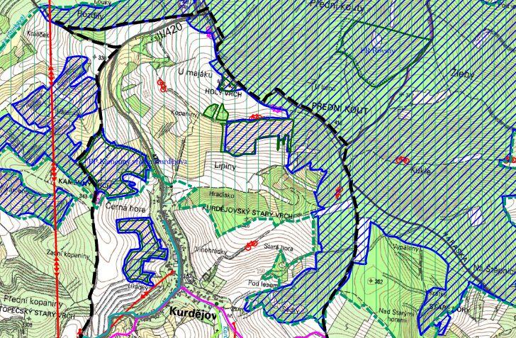 2.3.2. Územně plánovací dokumentace a další právní vztahy k lokalitě Územní plán obce Kurdějov byl schválen v roce 2003, aktualizován byl Změnou č.1 (2008) a Změnou č.2 (2010).