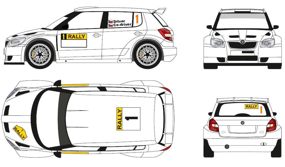 POŘADATELEM Obligatory organiser s advertising / Povinná reklama: MOGUL INOTECH electronic Rear window panel: / Štítek na zadní okno: Daňhel Rear Doors (or rear fender or pillar) Left/Right / zadní