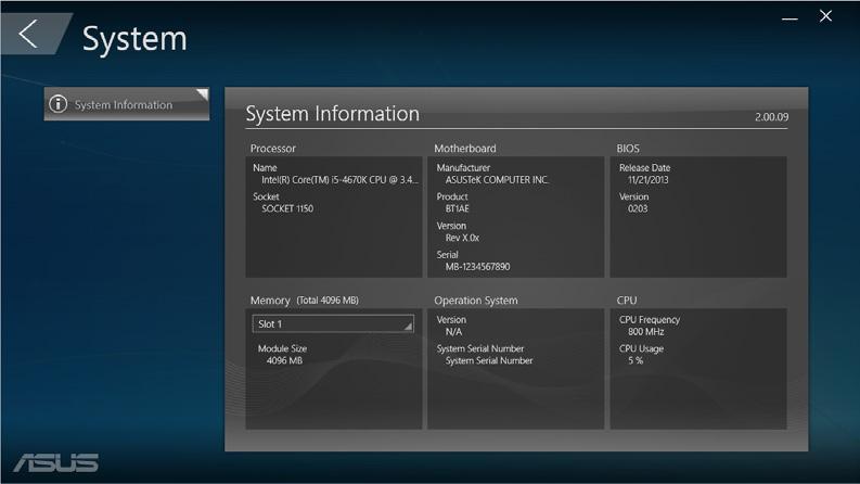 Systém Na obrazovce System Information (Systémové informace) se zobrazují
