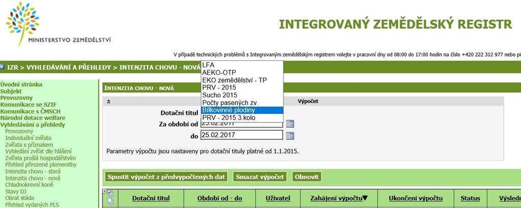 AEKO OTP Intenzita chovu (VDJ) VDJ jsou podle věku zvířete,