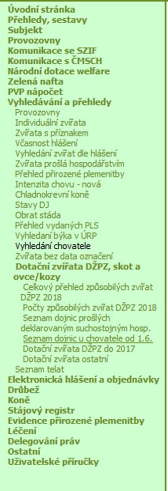 Jednotná žádost 2019 Welfare jak podat vyšší moc? V IZR nalezněte sestavu seznam dojnic u chovatele po 1.6.