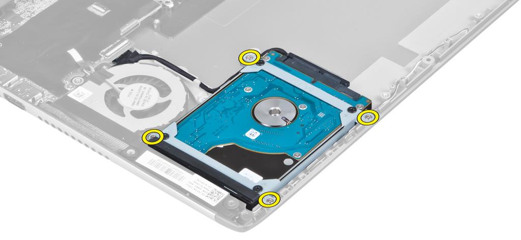 4. Zvedněte pevný disk, abyste mohli odpojit kabel