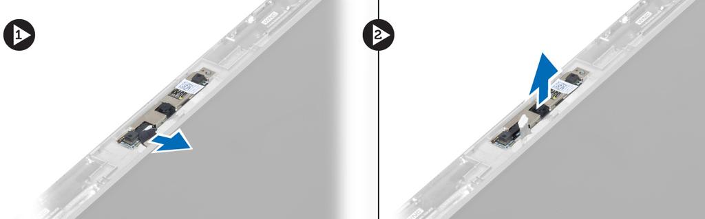 f) klávesnice, g) přístupový panel. 7. Postupujte podle pokynů v části Po manipulaci uvnitř počítače. Vyjmutí modulu kamery 1. Postupujte podle pokynů v části Před manipulací uvnitř počítače. 2.