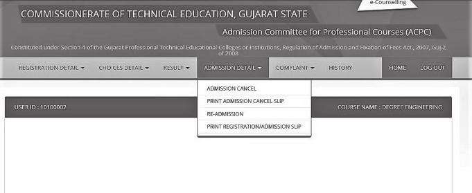 Fig. 3.16 Online Cancellation of Admission displayed and by clicking the Submit for Cancellation button (as shown in Fig. 3.17), the details of cancellation can be seen.