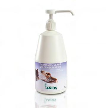 204001-204003 204013-204015 DERMANIOS SCRUB CHLORHEXIDINE 4% ANIOSAFE MANUCLEAR HF NPC ANTISEPTICKÉ MÝDLO K HYGIENICKÉMU I CHIRURGICKÉMU MYTÍ RUKOU A MYTÍ CELÉHO TĚLA Velmi šetrné k pokožce, ph 5,5.