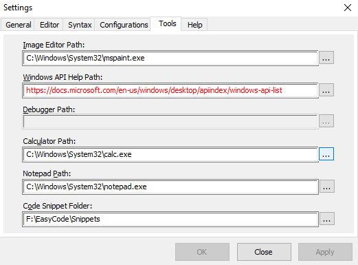 Přejdeme na Tools -> Settings -> Configurations - > Tools (obrázek 11) Tato