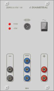 M04 - modul DC zdroje ± 5V/A Modul VarioLab+ M04 je zdroj pevného symetrického napìtí ± 5VDC / A s elektronickou pojistkou výstupu.