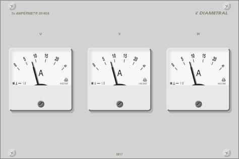 M7 - modul 3F ruèkových ampérmetrù 3x 0 A / 40 A Modul VarioLab+ M7 je urèen pro mìøení odbìru tøífázového proudu buï celé nástavby, nebo k mìøení proudu na pøipojeném modulu, napøíklad M9, M0, M5