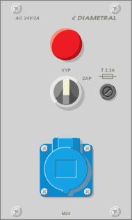 M4 - modul zdroje AC 4V/A F x zásuvka + kontrolka + vypínaè Modul VarioLab+ M4 s jednou zásuvkou pod odklopným víèkem s výstupním napìtím 4VAC/A. Modul obsahuje kontrolku, pojistku a vlastní vypínaè.