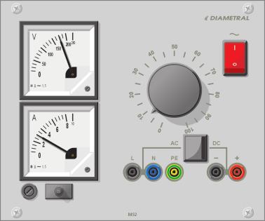 M5 - modul autotransformátoru 30 V / A s možností pøepnutí AC / DC Modul VarioLab+ M5 je vybaven jedním jednofázovým regulovatelným, od napájecí sítì neoddìleným zdrojem støídavého napìtí v rozsahu