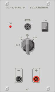 M53 - modul nestabilizovaného nefiltrovaného DC zdroje 6 - - 4-48 V /,0 A Modul VarioLab+ M53 je pevný zdroj stejnosmìrného, nestabilizovaného a nefiltrovaného napìtí s možností pøepínání hodnoty
