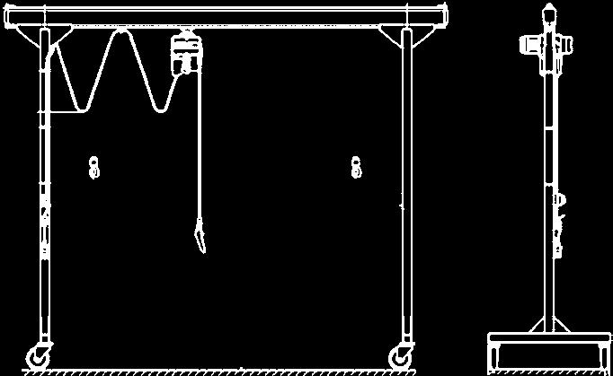 I Jeřáby Portálový jeřáb Portálový jeřáb vám nabízí: Délka jeřábové dráhy 4 m Vhodný pro výdejové a nakládací procesy a také pro výměnu nástrojů na strojích Díky konstrukci rozložitelné na tři díly