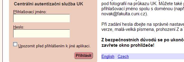 . V okně Zvolte organizaci vyberte Univerzita Karlova v Praze a klepněte na Zvolit.