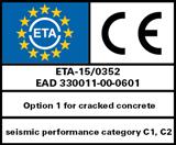 Posouzení ETA umožňuje schválenou montáž do tažené i tlačené zóny betonu i použití v seismicky aktivních oblastech třídy C1 a C2.
