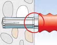 montáže. Stabilizační prvek u kotev s h ef 25 mm zabraňuje vypadnutí kotvy z vyvrtaného před aktivací.