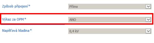 Na webovém formuláři lze od 1. 1. 2016 zadávat hodnoty i pro více než tři OPM, nicméně v rámci SAP je počítáno pouze s maximálně třemi různými napěťovými hladinami. 8.